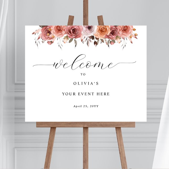 Any Event Rose Gold Blush Pink Floral Welcome Sign (Creator Uploaded)