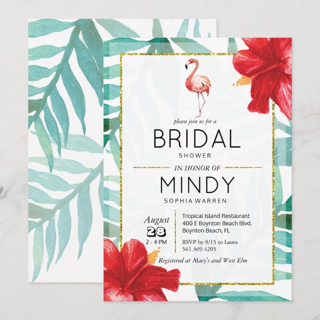 ANY EVENT - Tropical Flamingo Invitation (Front/Back)