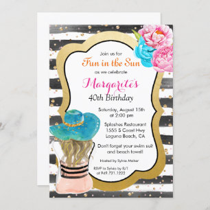 ANY EVENT - Watercolor Stripe Floral Invitation