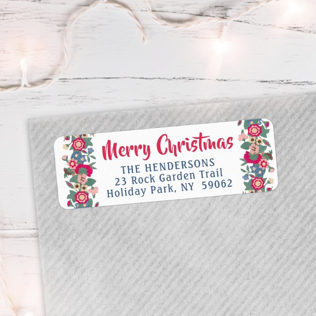 Any Greeting Retro Holiday Floral Return Address Label (Creator Uploaded)