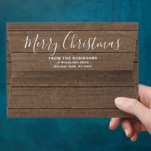 Any Greeting Return Address Rustic Wood Holiday Envelope