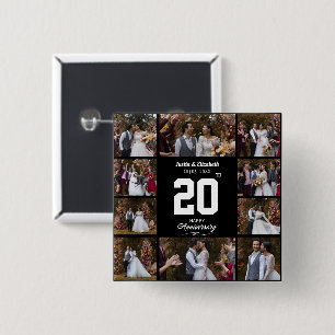 Any Happy Anniversary 10 Photo Collage 15 Cm Square Badge