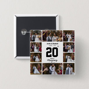 Any Happy Anniversary 10 Photo Collage 15 Cm Square Badge