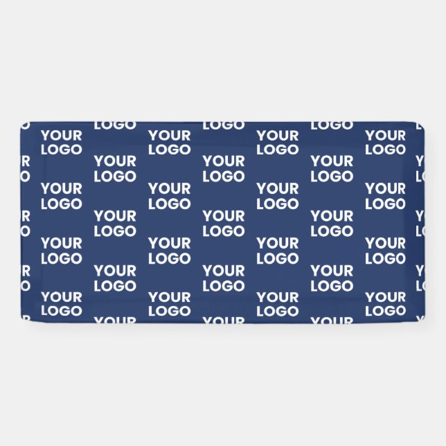 Any Image or Business Logo Editable Dark Navy Blue Banner (Horizontal)
