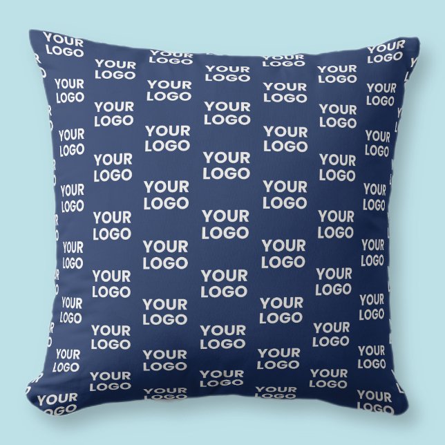 Any Image or Business Logo Editable Dark Navy Blue Cushion (Creator Uploaded)