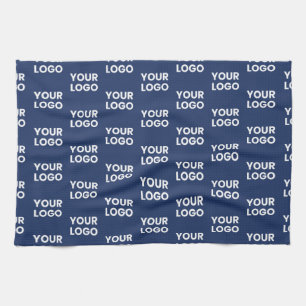 Any Image or Business Logo Editable Dark Navy Blue Tea Towel