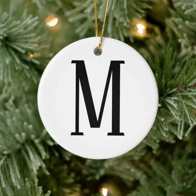 Any Letter | Black & White or DIY Colours  Ceramic Ornament (Tree)