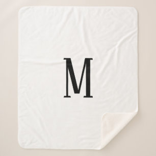 Any Letter   Black & White or DIY Colours  Sherpa Blanket