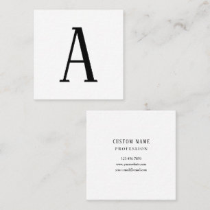 Any Letter Black & White or DIY Colours Square Business Card