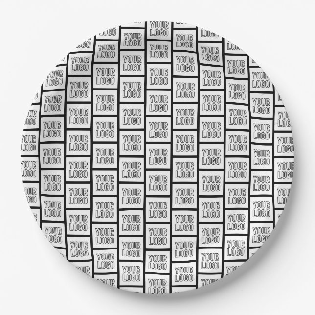 Any Logo or Image Repeating Pattern Paper Plate (Front)