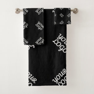 Any Logo or Uploaded Image   Scattered Pattern  Bath Towel Set
