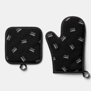 Any Logo or Uploaded Image Scattered Pattern Oven Mitt & Pot Holder Set