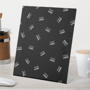 Any Logo or Uploaded Image Scattered Pattern Pedestal Sign