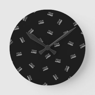 Any Logo or Uploaded Image   Scattered Pattern  Round Clock