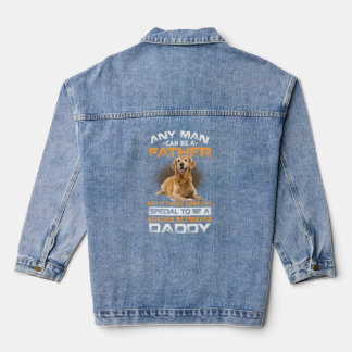 Any Man Can Become A Father Special Golden Retriev Denim Jacket