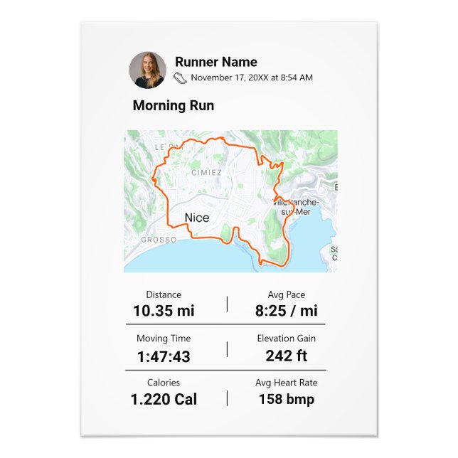 Any Marathon Route Run Photo Print (Front)