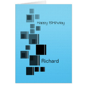 Any Name Abstract Design Blue Birthday Card