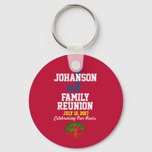 Any Name and Date Family Reunion Red Souvenir Key Ring