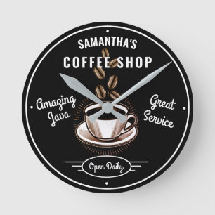 Any Name Coffee Amazing Java Great Service Shop Round Clock