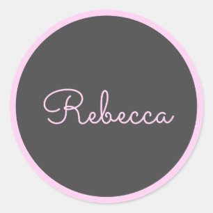 Any Name   Cool Editable Pink Script & Border Classic Round Sticker