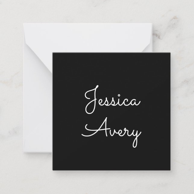 Any Name | Cool Editable White Script on Black Card (Front)
