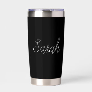 Any Name Cool Editable White Script on Black Insulated Tumbler
