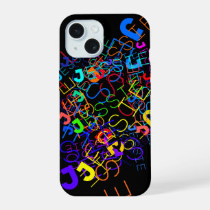 Any Name Customisable Bright Colours & Black iPhone 15 Case