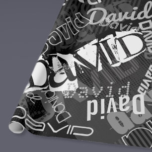 Any Name Customisable Creative Black & White Wrapping Paper