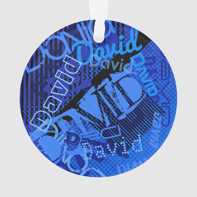 Any Name Customisable Creative Blue Ornament (Back)