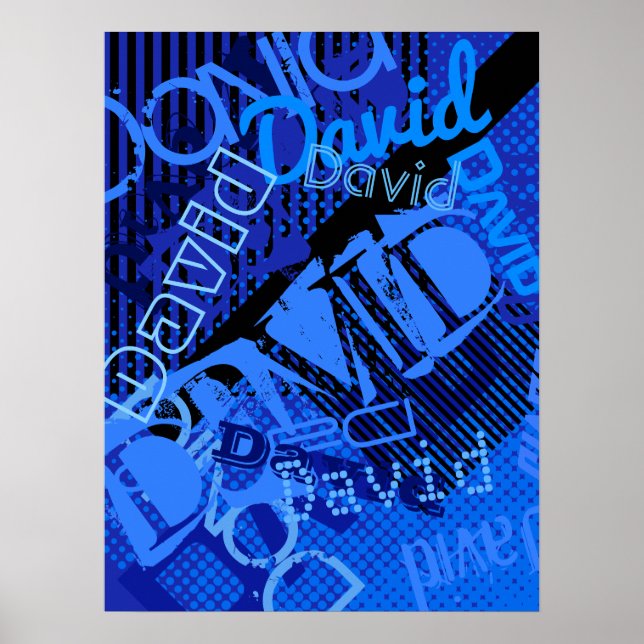 Any Name Customisable Creative Blue Poster (Front)