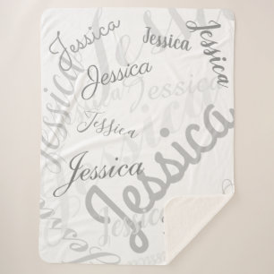 Any Name Customisable Creative Grey & White Sherpa Blanket