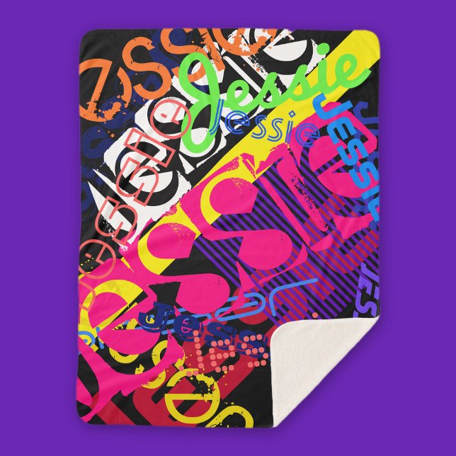 Any Name Customisable Creative Super Colourful Sherpa Blanket (Creator Uploaded)