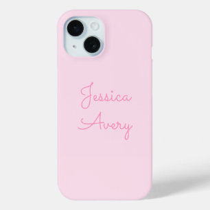 Any Name   Cute Pink Cursive iPhone 15 Case