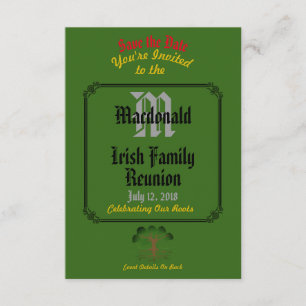 Any Name & Date Green Irish Family Reunion - Save The Date