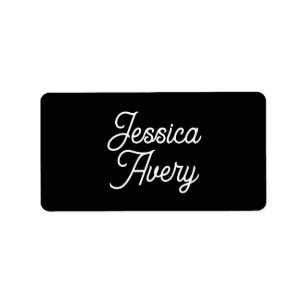 Any Name   Editable Vintage Styled Script on Black Label