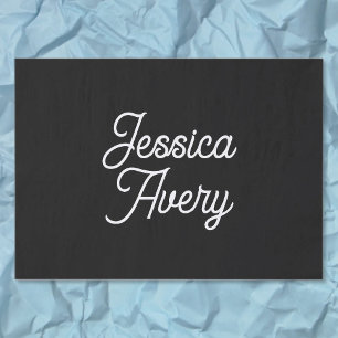Any Name   Editable Vintage Styled Script on Black Tissue Paper