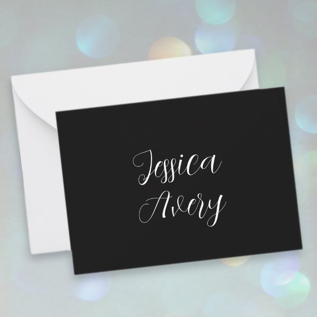 Any Name | Elegant Editable White Script on Black Card (Creator Uploaded)