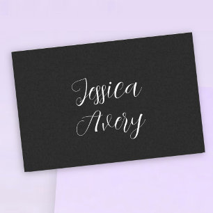 Any Name   Elegant Editable White Script on Black Tissue Paper