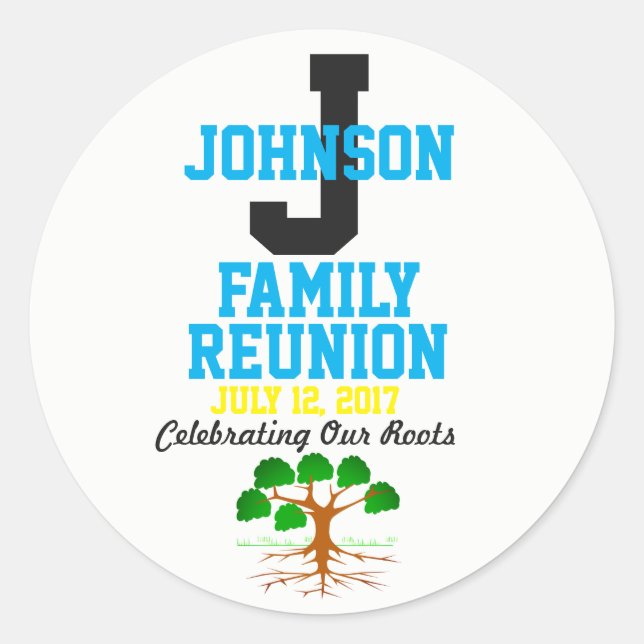 Any Name Family Reunion with Any Date - Classic Round Sticker (Front)