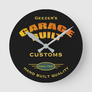 Any Name Garage Built Customs Any Date - Round Clock