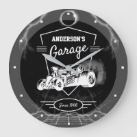 Any Name Garage Crest Vintage Hotrod Black White