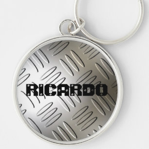 Any Name On Metal Diamond Plate Premium Keychain