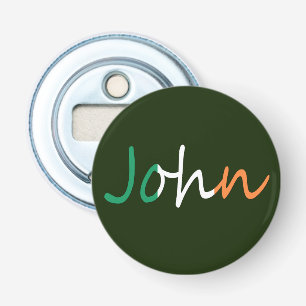 Any Name overlaid on Irish Flag bocnt Bottle Opener