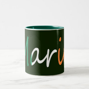 Any Name overlaid on Irish Flag mugcnt Two-Tone Coffee Mug