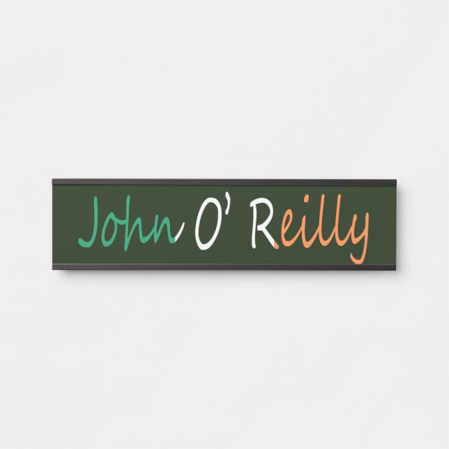 Any Name Overlaid On Irish Flag npcnt Door Sign (Front)