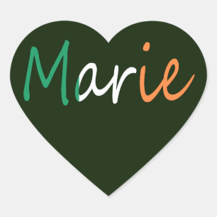 Any Name overlaid on Irish Flag stkcnt Heart Sticker
