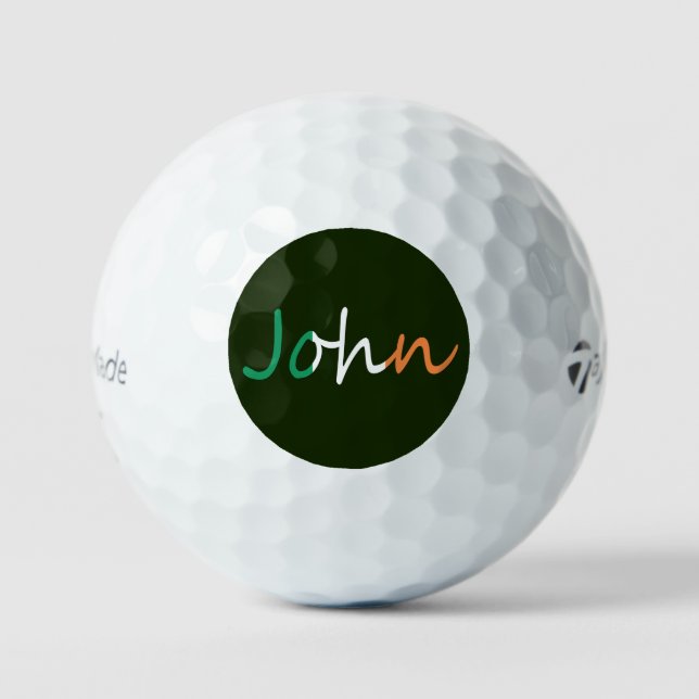 Any Name overlaid on Irish Flag tmtp5 gbcnt Golf Balls (Front)
