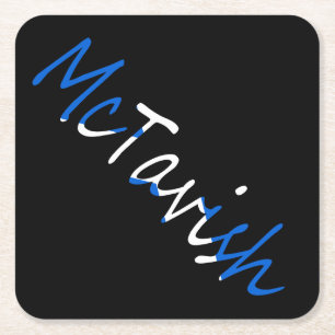 Any Name overlaid on Scottish Flag coastercn Square Paper Coaster