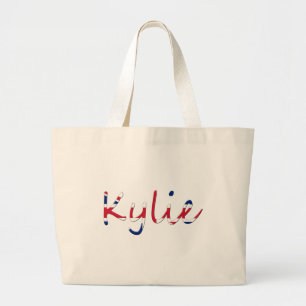 Any Name overlaid on Union Jack Flag jtcnt Large Tote Bag