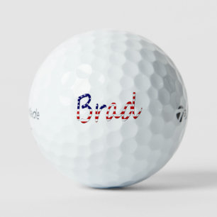 Any Name overlaid on US Flag tmtp5 gbcnt Golf Balls